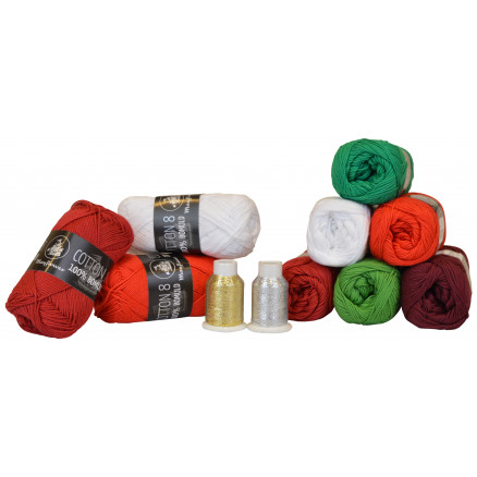 Mayflower Cotton 8/4 Garnpakke Jul 6 farver + 2 Glitter - 11 stk thumbnail