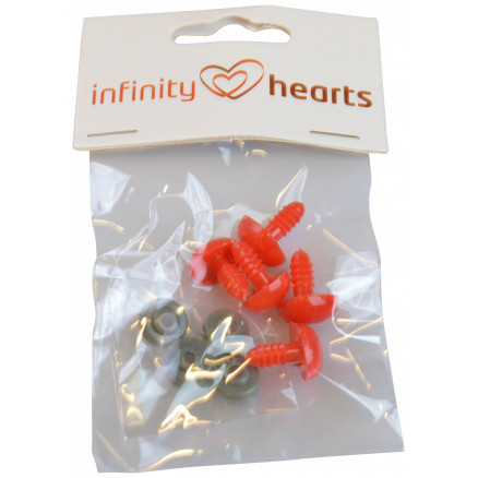 Infinity Hearts Sikkerhedsøjne / Amigurumi øjne Snude Rød 18x13mm - 5 thumbnail