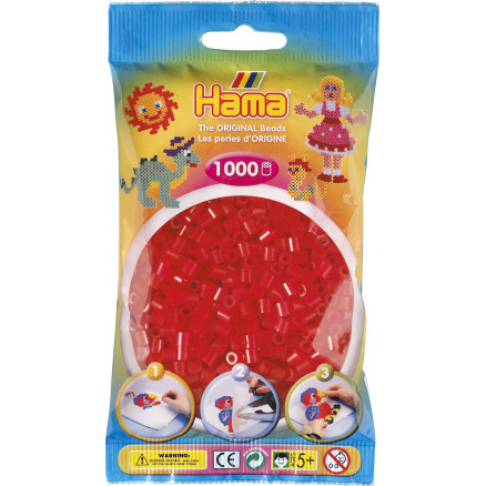 Hama Midi Perler 207-13 Transparent Rød - 1000 stk