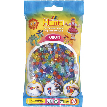 Hama Midi Perler 207-54 Transparent Mix 54 med glitter - 1000 stk