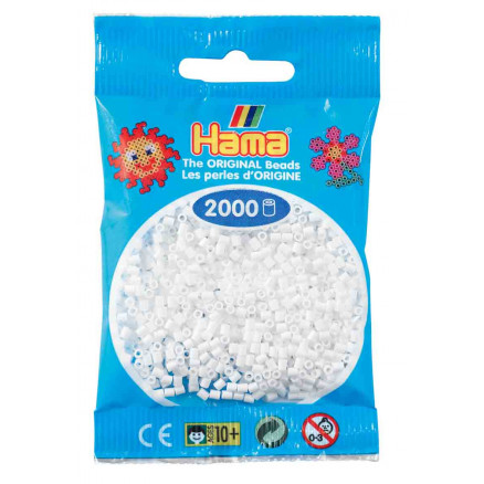 Hama Mini Perler 501-01 Hvid - 2000 stk thumbnail