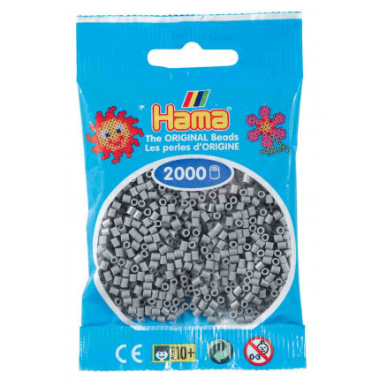 Hama Mini Perler 501-17 Grå - 2000 stk