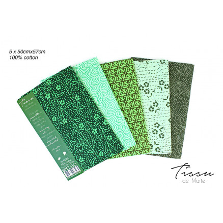 Tissu de Marie Fat Quarter Emerald 50x57cm - 5 stk thumbnail
