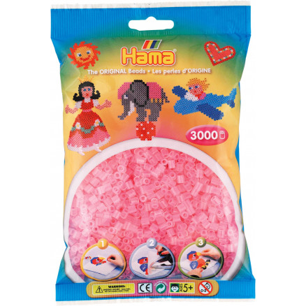 Hama Midi Perler 201-72 Transparent Pink - 3000 stk thumbnail