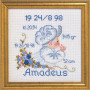 Permin Broderikit Aida Fødselstavle Amadeus 19x19cm