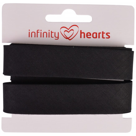 12: Infinity Hearts Skråbånd Bomuld 40/20mm 03 Sort - 5m