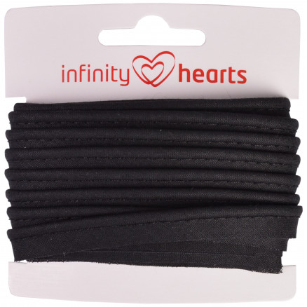 Infinity Hearts Pipingbånd Bomuld 11mm 03 Sort - 5m