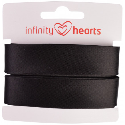 Infinity Hearts Skråbånd Viscose Satin 40/20mm 1001 Sort - 5m