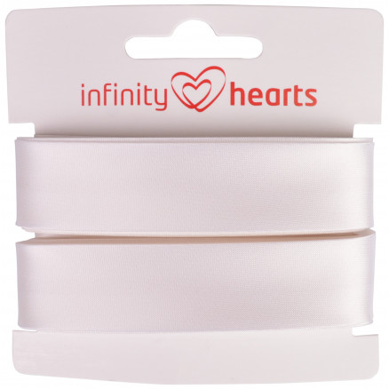 Infinity Hearts Skråbånd Viscose Satin 40/20mm 1002 Hvid - 5m