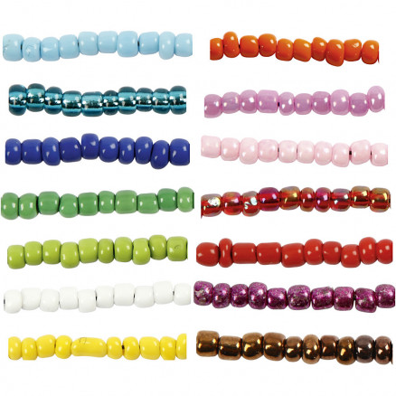 Rocaiperler, ass. farver, diam. 3 mm, str. 8/0 , hulstr. 0,6-1,0 mm, 1 thumbnail