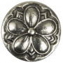 Knap Tin Blomst Antik Sølv 16,5mm med Øje - 5 stk