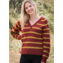 Mayflower Sweater med striber og V-hals - Sweater Strikkeopskrift str. S - XXXL
