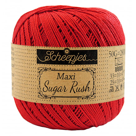 Scheepjes Maxi Sugar Rush Garn Unicolor 115 Hot Red