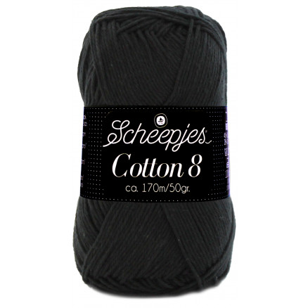 Scheepjes Cotton 8 Garn Unicolor 515 Sort thumbnail