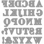 Skæreskabelon, alfabet, str. 2x1,5-2,5 cm, 1 stk.