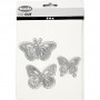 Skære- og prægeskabelon, sommerfugle, str. 5x4,5+6,5x5+8x4,5 cm, 1 stk.