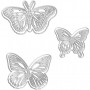 Skære- og prægeskabelon, sommerfugle, str. 5x4,5+6,5x5+8x4,5 cm, 1 stk.