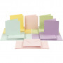 Kort og kuverter, pastelfarver, kort str. 15x15 cm, kuvert str. 16x16 cm, 110+220 g, 50 sæt/ 1 pk.