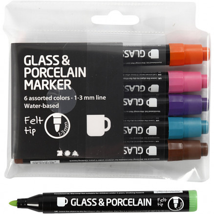 Glas- og porcelænstusch, stregtykkelse: 1-3 mm, supp. farver, halvdækk thumbnail