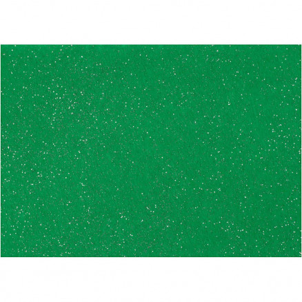 Hobbyfilt, A4 21x30 cm, tykkelse 1 mm, grøn, sølv glimmerdrys, 10ark thumbnail