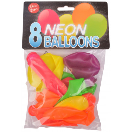 Billede af Bini Balloons Balloner Neon Ass. farver Ø26cm - 8 stk