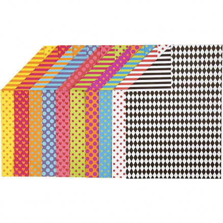 Mønstret karton, A4 210x297 mm, 250 g, ass. farver, 200ass. ark thumbnail