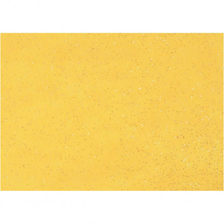 Hobbyfilt, A4 21x30 cm, tykkelse 1 mm, gul, sølv glimmerdrys, 10ark thumbnail
