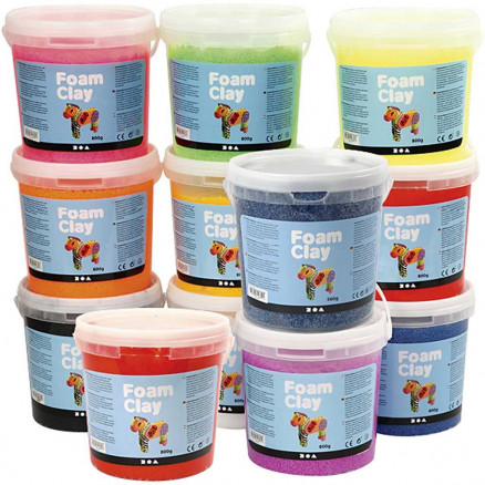 Foam ClayÂ®, ass. farver, Indhold kan variere, 12x560 g/ 1 pk.