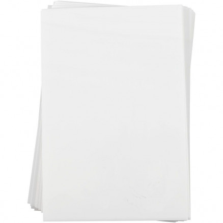 5: Krympeplast, mat hvid, 20x30 cm, tykkelse 0,3 mm, 100 ark/ 1 pk.