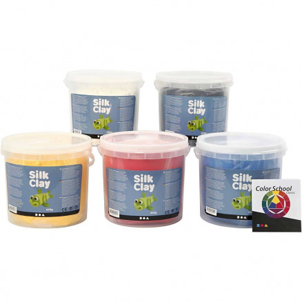 Silk Clay®, primærfarver, Farveskolevejledning medfølger, 5x650g