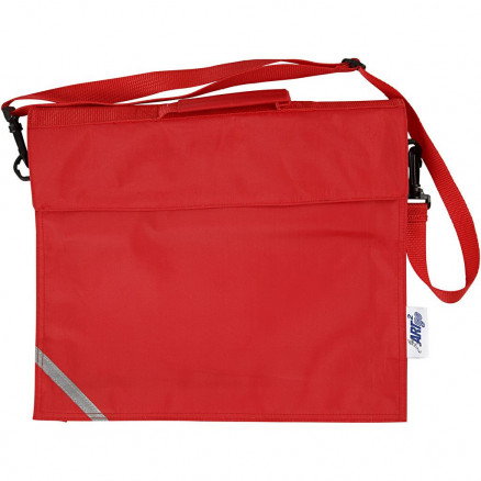 Skoletaske, rød, D: 6 cm, str. 36x31 cm, 1 stk.