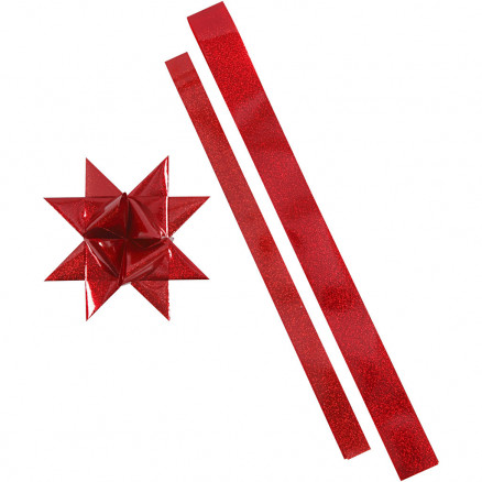 Stjernestrimler, B: 25+40 mm, diam. 11,5+18,5 cm, rød, rød glitter, ou