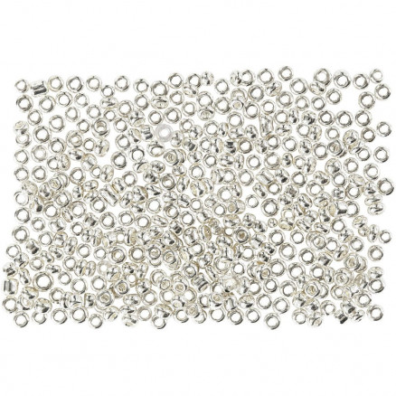 Rocaiperler, str. 15/0 mm, diam. 1,7 mm, sølv metal, 500g, hulstr. 0,5 thumbnail