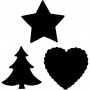 Stansejern, rød, stjerne, hjerte, juletræ, str. 16 mm, 1 sæt
