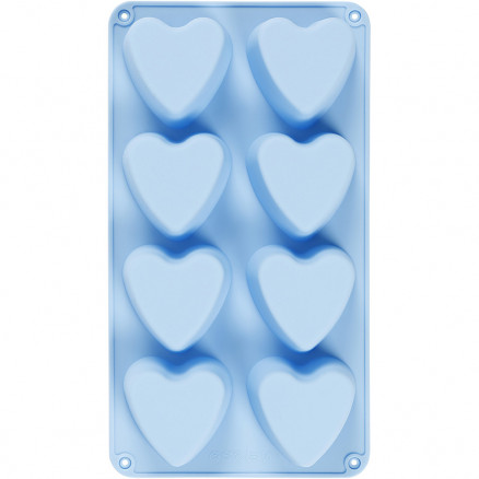 Silikoneform, hulstr. 70x60 mm, 100 ml, lys blå, hjerter, 1stk. thumbnail