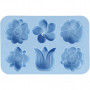 Silikoneform, hulstr. 60x75 mm, 75 ml, lys blå, blomster, 1stk.
