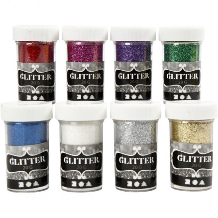 Glitter, ass. farver, 8x20g thumbnail