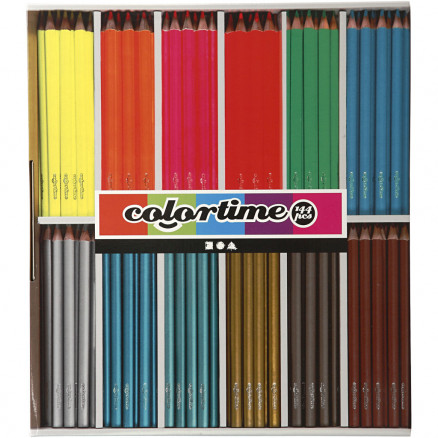 Colortime farveblyanter, mine: 3 mm, metallicfarver, neonfarver, 144st