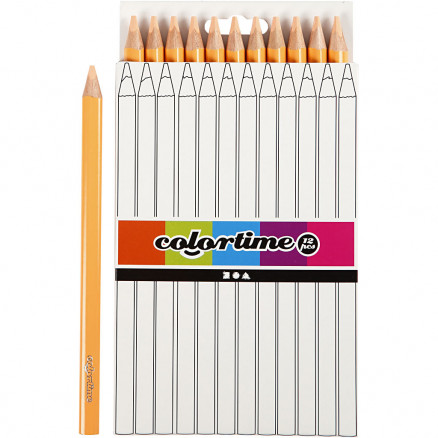 Colortime farveblyanter, lys pudder, L: 17,45 cm, mine 5 mm, JUMBO, 12