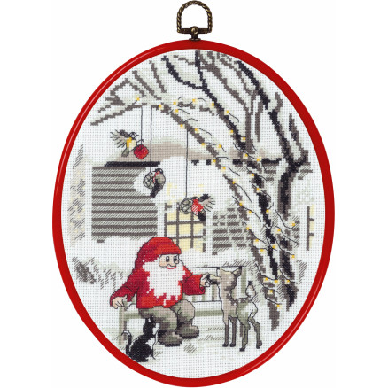 Permin Broderikit Med Ramme Nisse I Haven 20x26cm