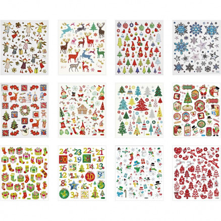 Stickershæfte, ark 15x16,5 cm, ca. 584 stk., jul, 12ark thumbnail
