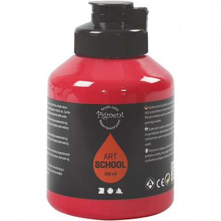 Akrylmaling , primær rød, halvblank, halvtransparent, 500 ml/ 1 fl.