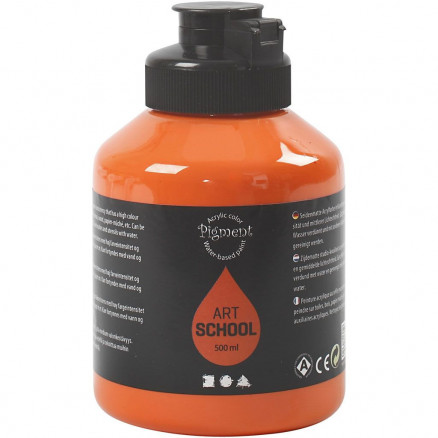 Art Akrylmaling, orange, halvblank, halvtransparent, 500 ml/ 1 fl.