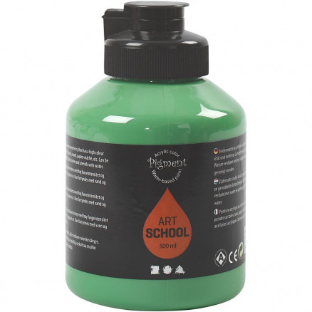 Akrylmaling , medium green, halvblank, dækkende, 500 ml/ 1 fl.