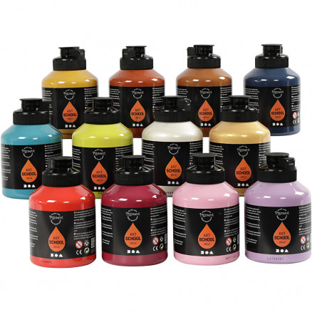 Pigment Art School, suppleringsfarver, 12x500 ml/ 1 pk.