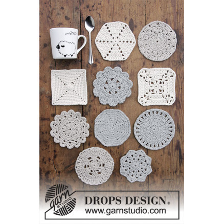 Bright Side Coasters by DROPS Design - Bordskånere Hækleopskrift 10-12 thumbnail