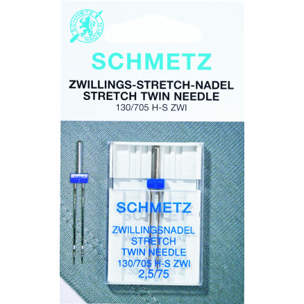 Schmetz Symaskinenåle Tvilling Stræk 130/705 H-S Zwi Str. 4,0-75 - 2 S