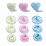 Prym Love Color Snaps Trykknapper Plast Hjerte 12,4mm Ass. Pink/Blå/Grøn - 30 stk