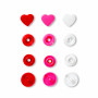 Prym Love Color Snaps Trykknapper Plast Hjerte 12,4mm Ass. Rød/Pink/Hvid - 30 stk