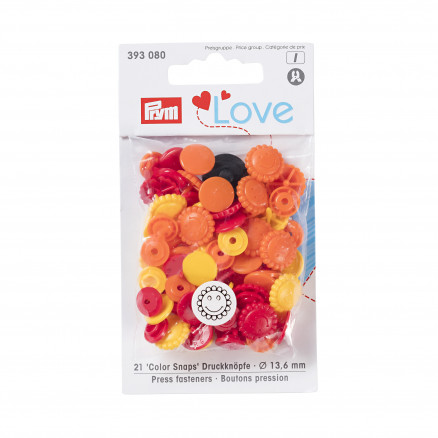 Prym Love Color Snaps Trykknapper Plast Blomst 13,6mm Ass. Rød/Orange/